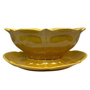 Vintage 70's McCoy Pottery Yellow Pasta Sauce Boat 2031 USA Tomato Pesto Salsa